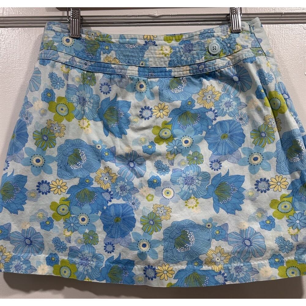 St John’s Bay Jean Skorts Stretch Size 12 Wide Waist Band Vintage Floral Cotton